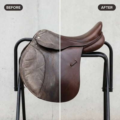 Tallowwood saddle before and after